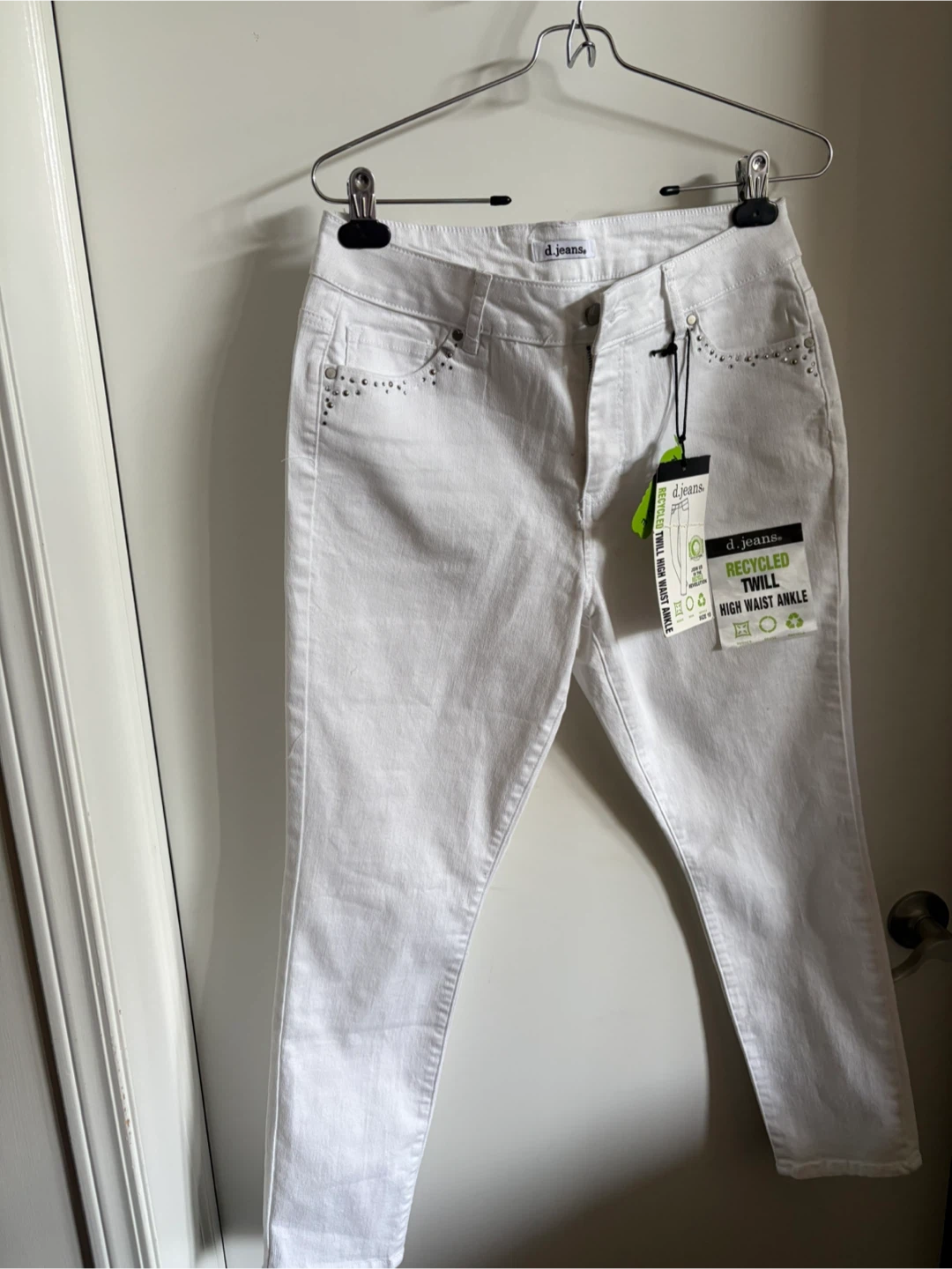 d.Jeans White Recycled Twill High Waist Ankle Jeans