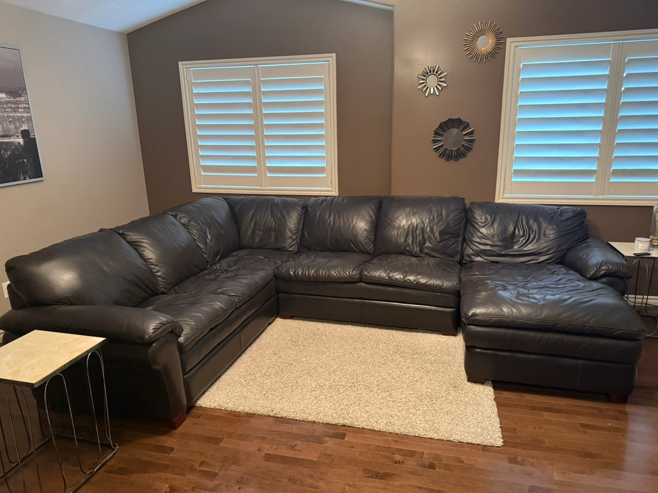 Dark Brown Leather Sectional Sofa