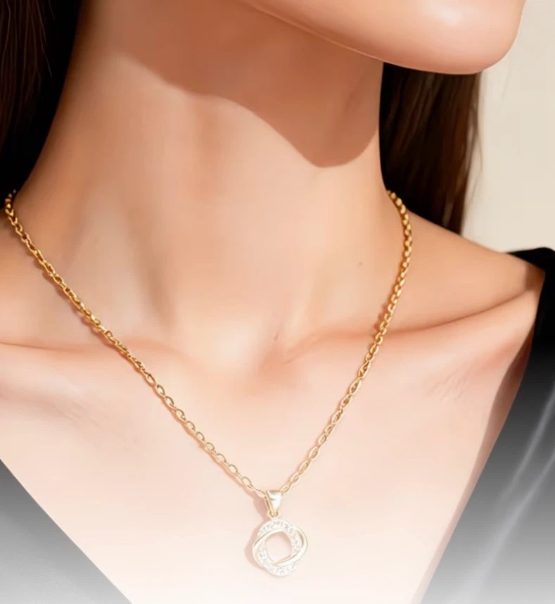18k Plated Gold-tone Heart Pendant Necklace with Rhinestones - photo 2
