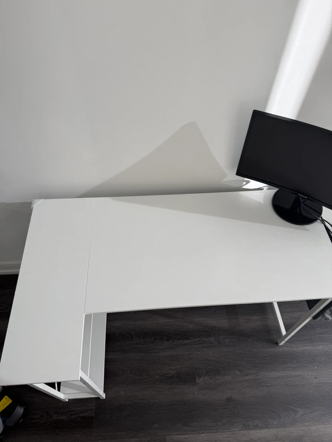 White L-Shaped Desk with Shelving - photo 2