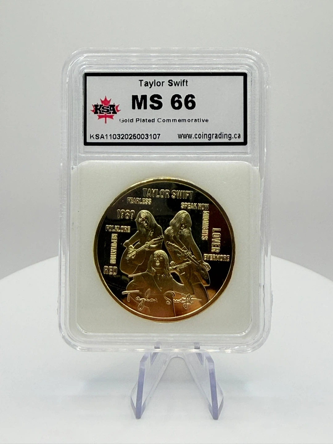 Taylor Swift MS 66 Gold Plated Commemorative Coin
