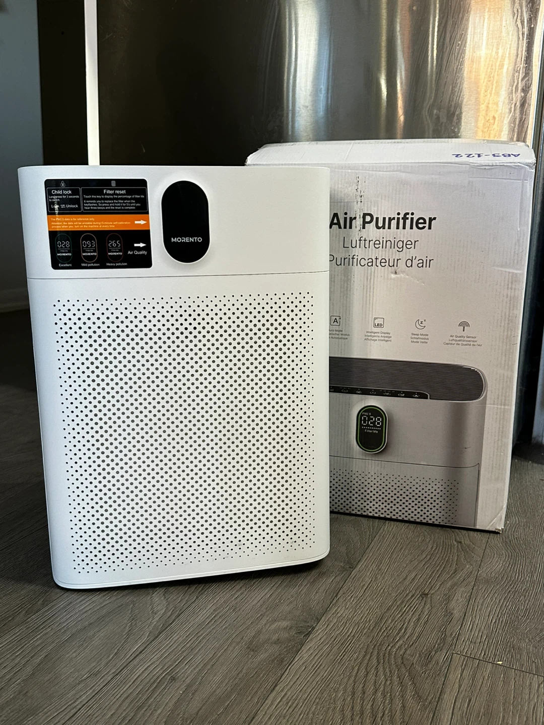 MORENTO Smart Air Purifier — Large Room, 1076 sq ft, White