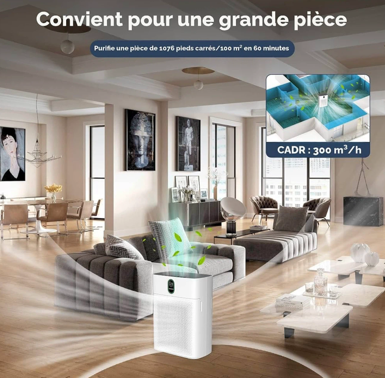 MORENTO Smart Air Purifier — Large Room, 1076 sq ft, White - photo 3