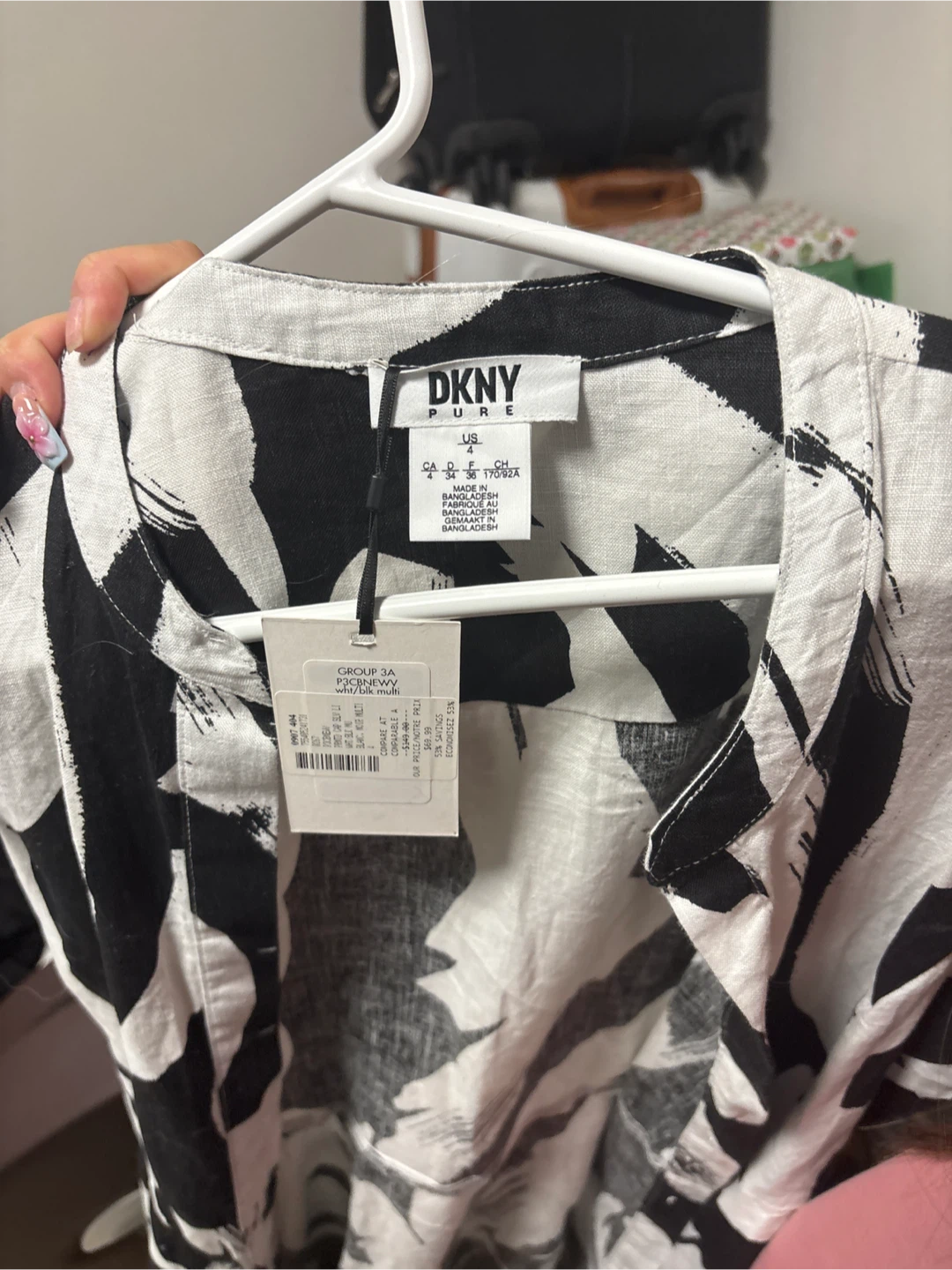 DKNY Pure Black & White Abstract Print Dress - Size S - photo 3