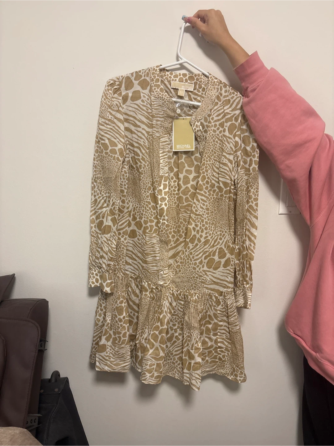 Michael Kors Women's Khaki Animal Print Dress