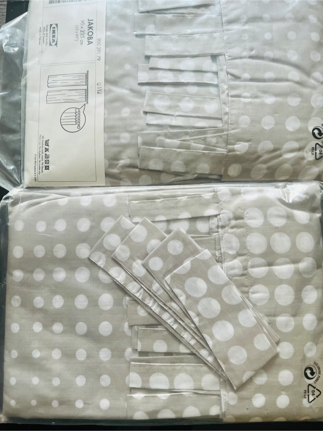IKEA JAKOBA Curtains light grey Polka Dot NEW!