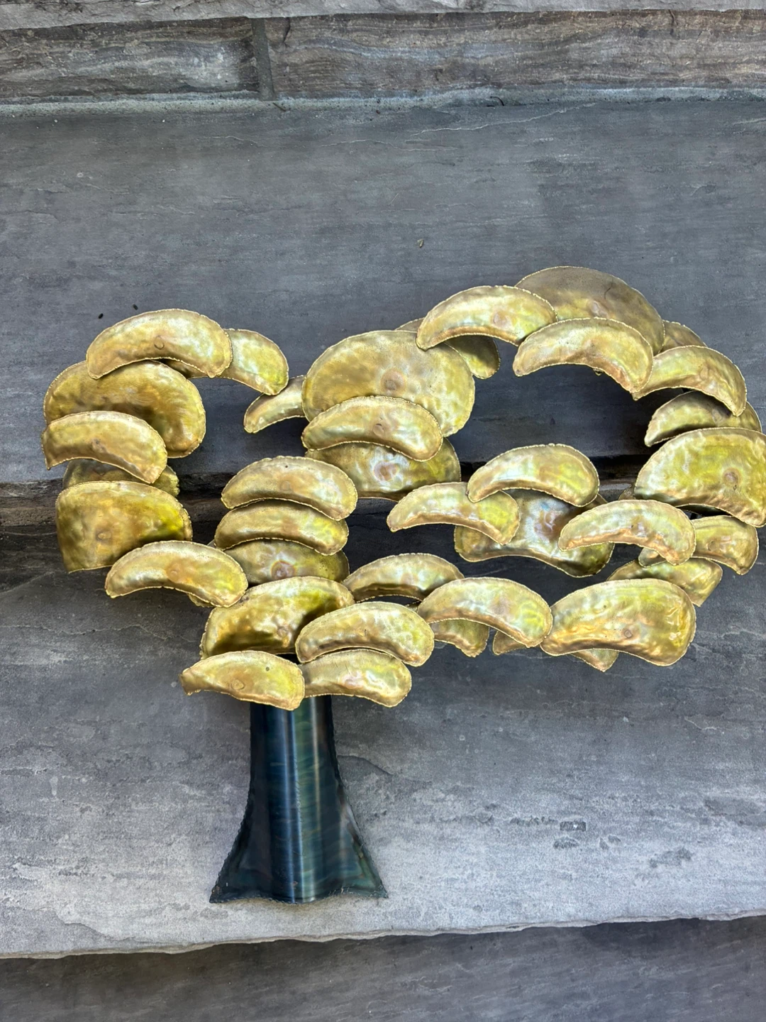Vintage 1984 wall Art Sculpture MCM Brutalist Metal Signed