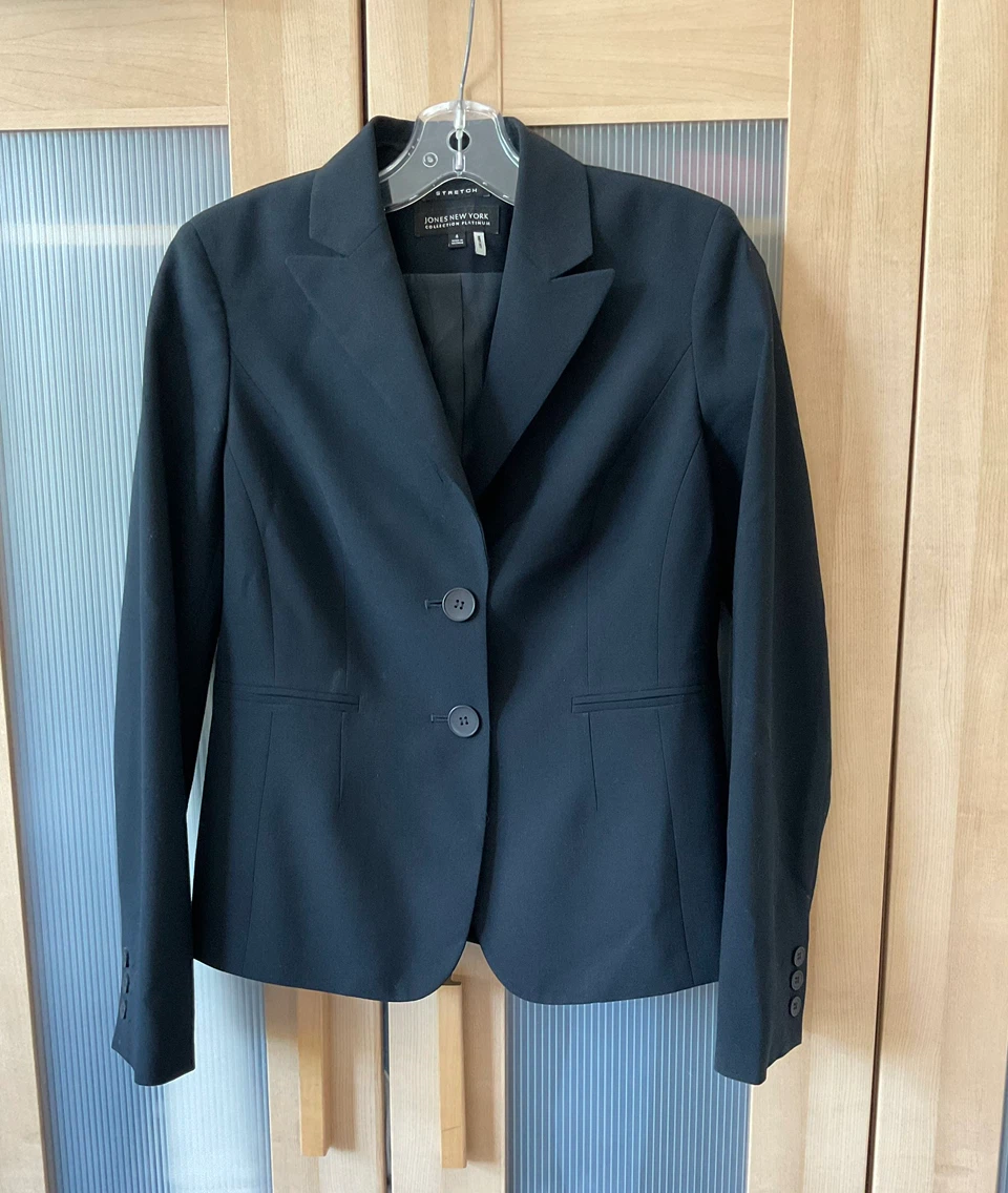 Jones New York Collection Platinum Black Stretch Blazer