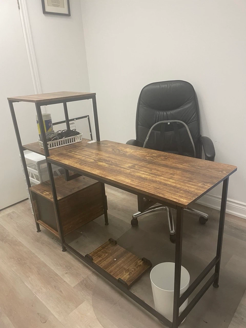 Wood and Metal Desk with Shelving