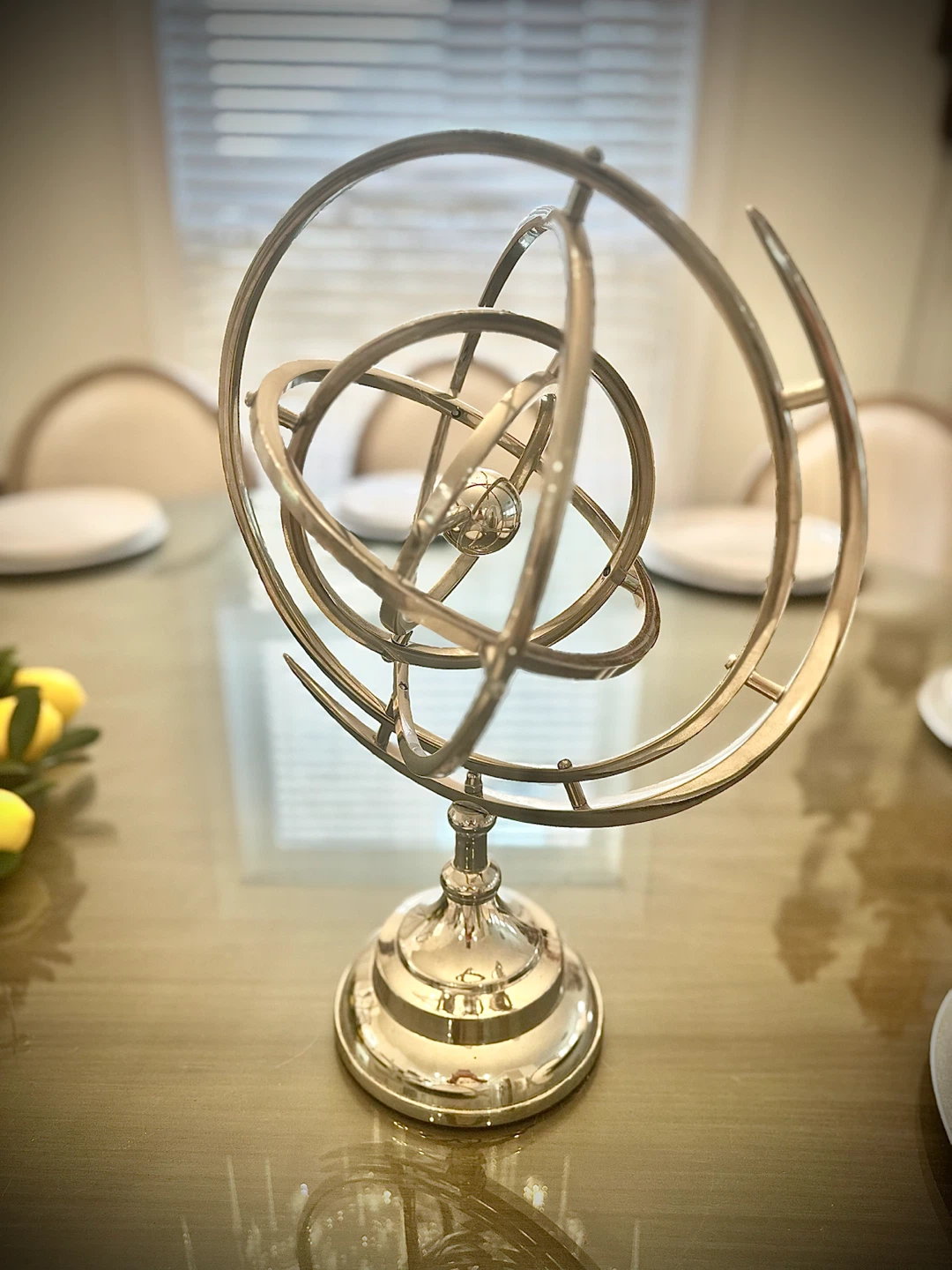 Chrome Silver Armillary sphere decor