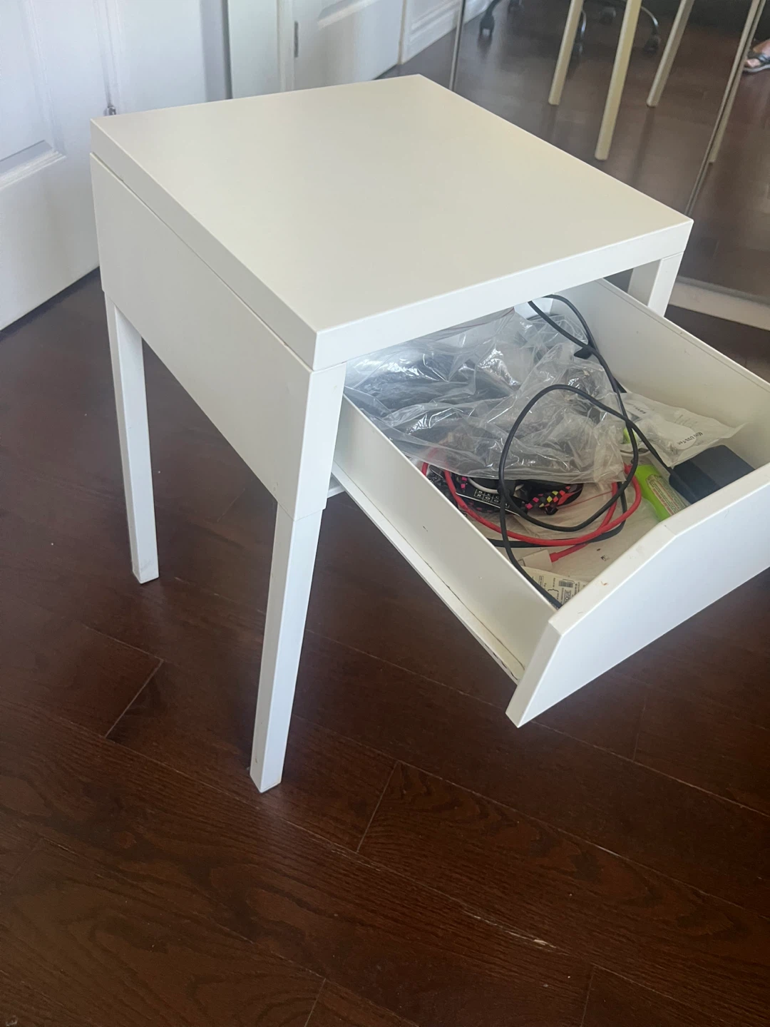 White bedside table with drawer - photo 3