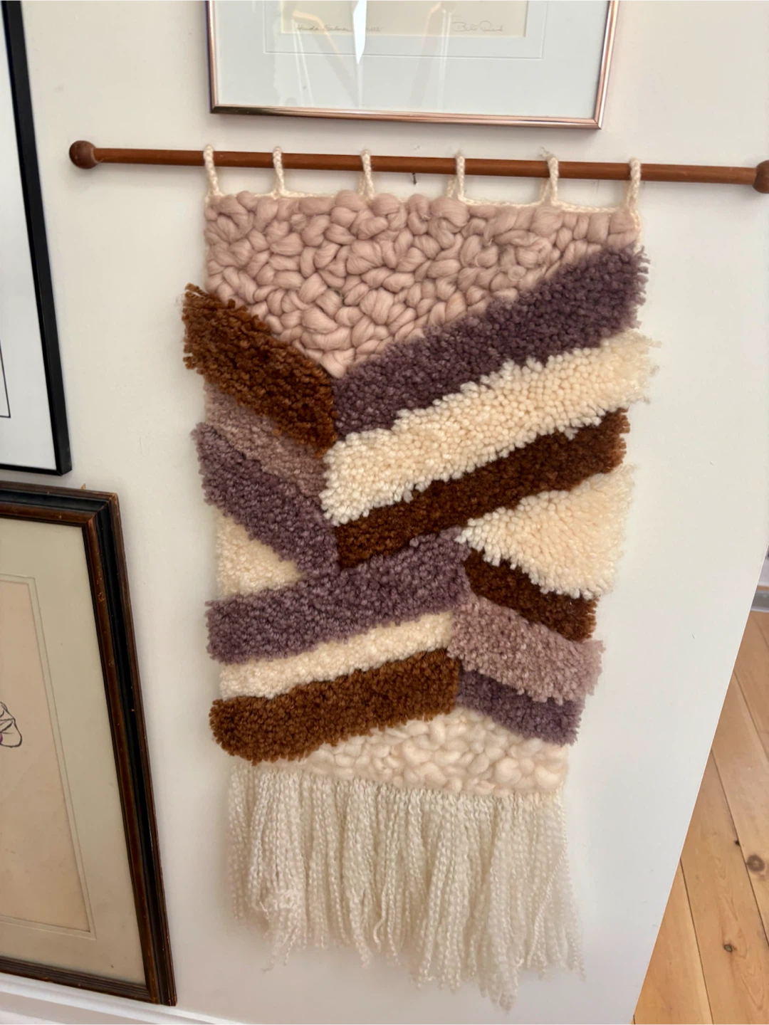1960s MCM Textured Wall Hanging - Boho Style - photo 2