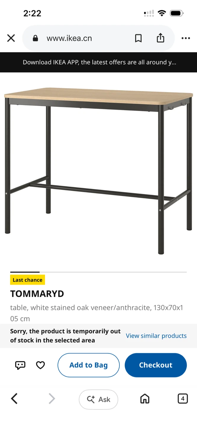 IKEA TOMMARYD Bar-Height Table – Natural Wood & Black - photo 4