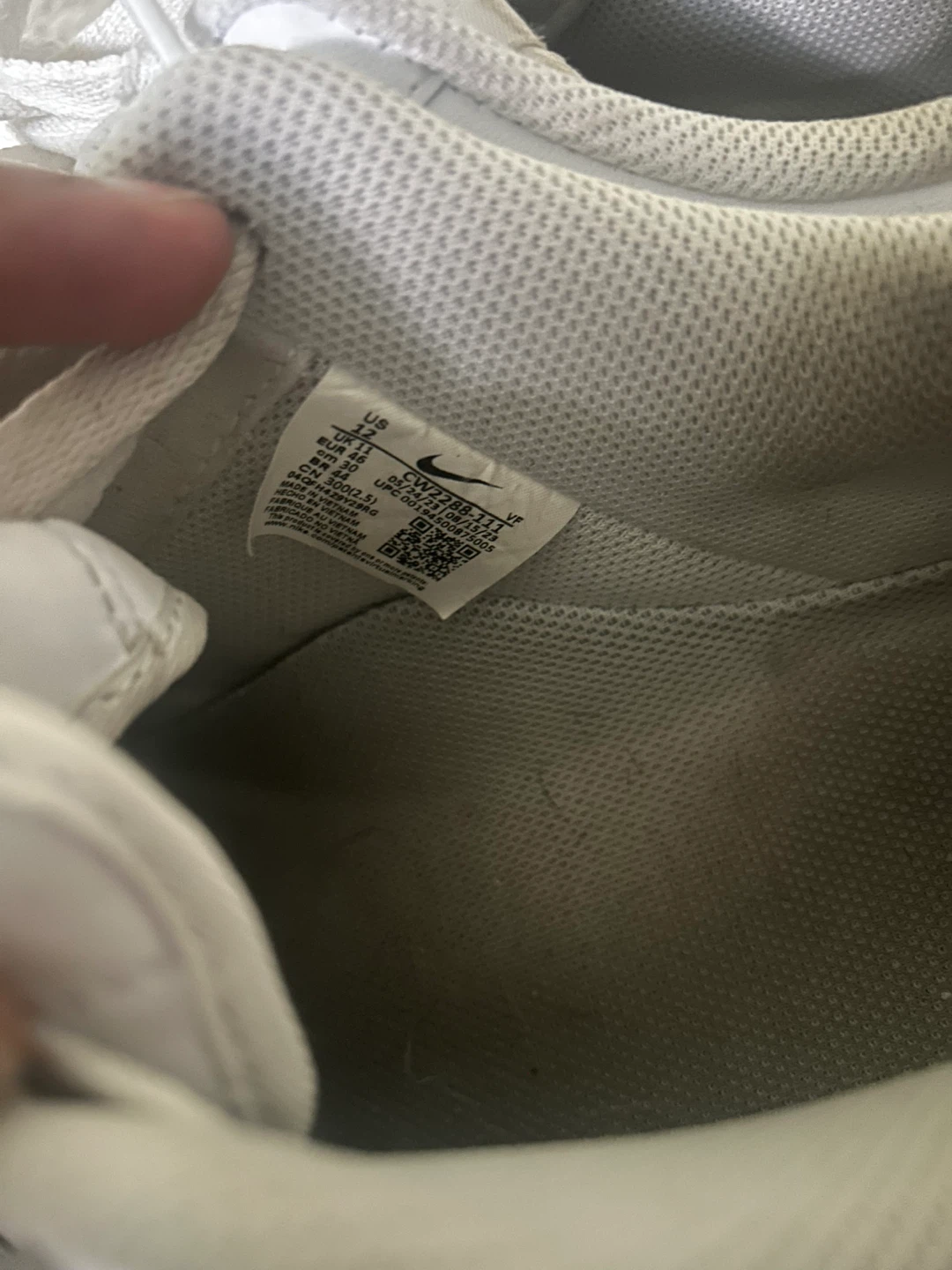 Nike Air Force 1 White Leather Sneakers Mens - photo 2