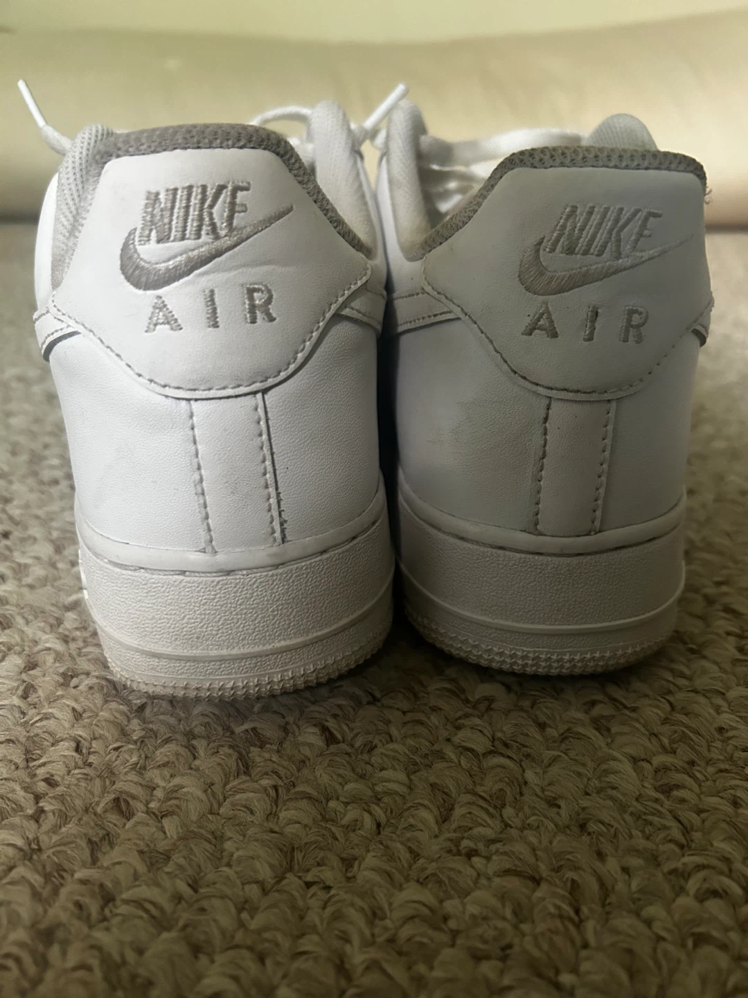 Nike Air Force 1 White Leather Sneakers Mens - photo 3