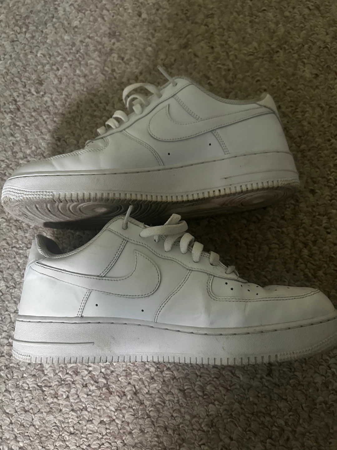 Nike Air Force 1 White Leather Sneakers Mens - photo 4