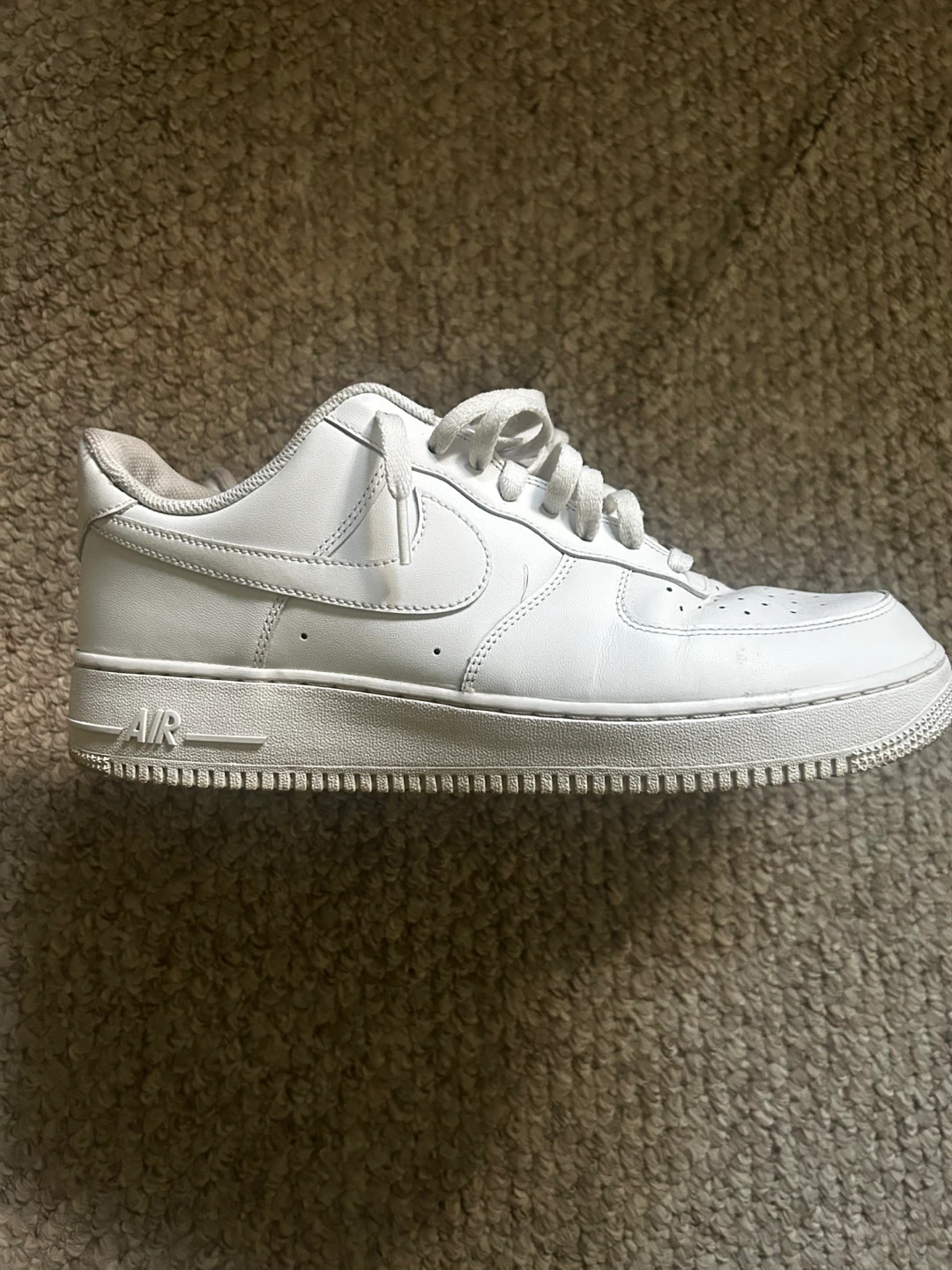 Nike Air Force 1 White Leather Sneakers Mens - photo 5