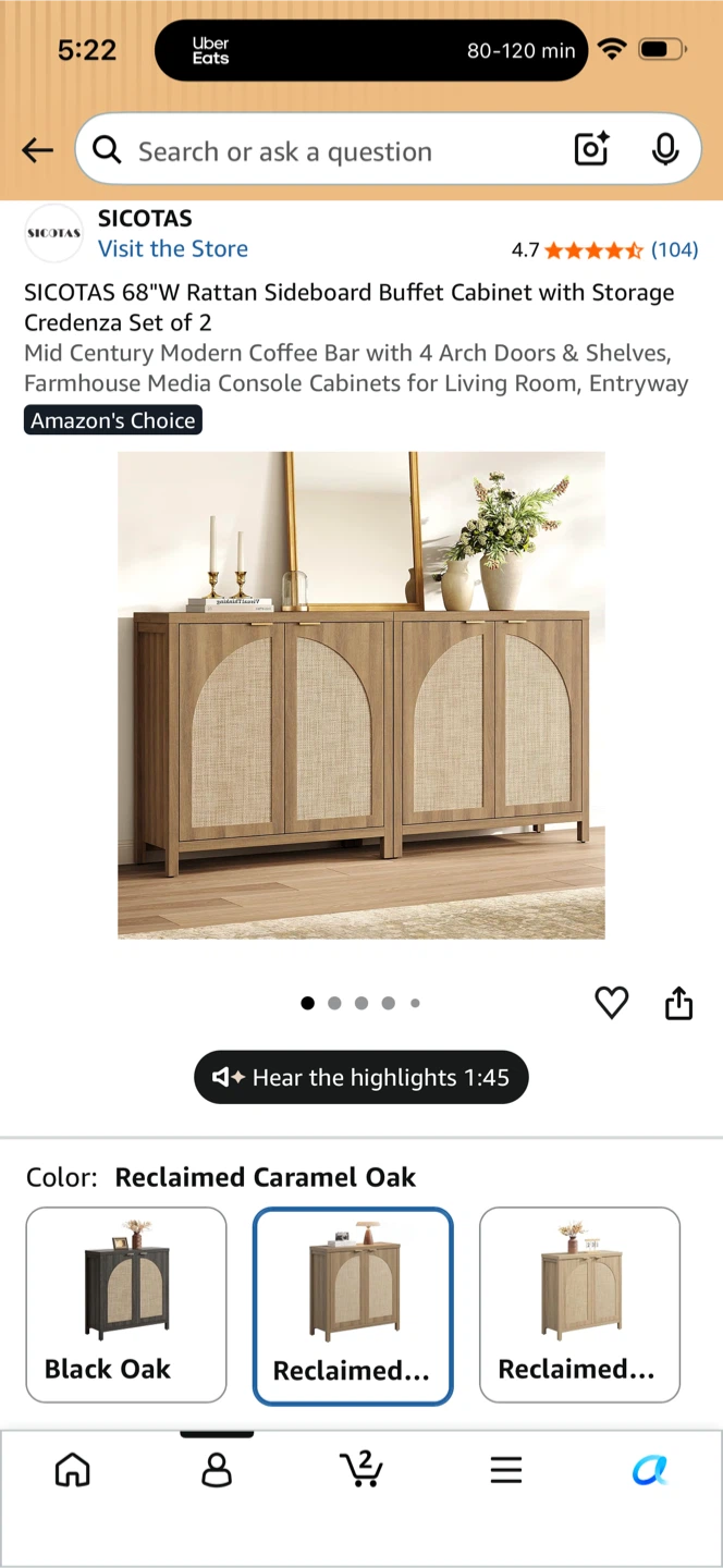 Rattan Credenza/TV Stand (2-piece) - photo 3