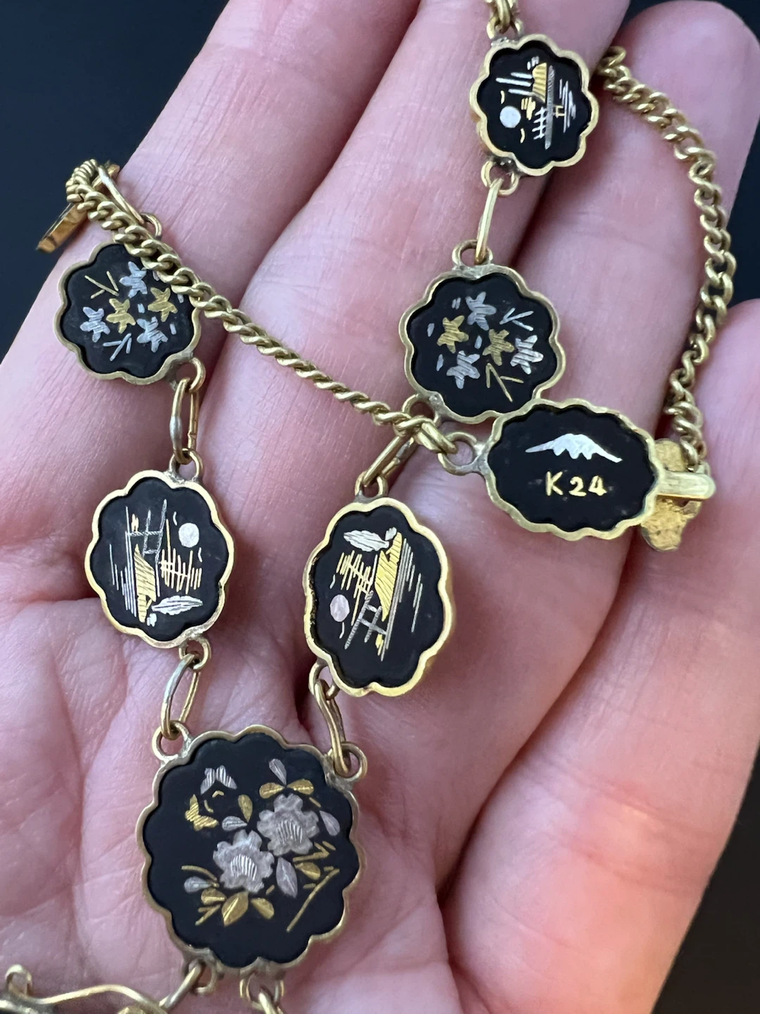 Vintage Japanese Damascene Butterfly Drop Necklace - photo 2