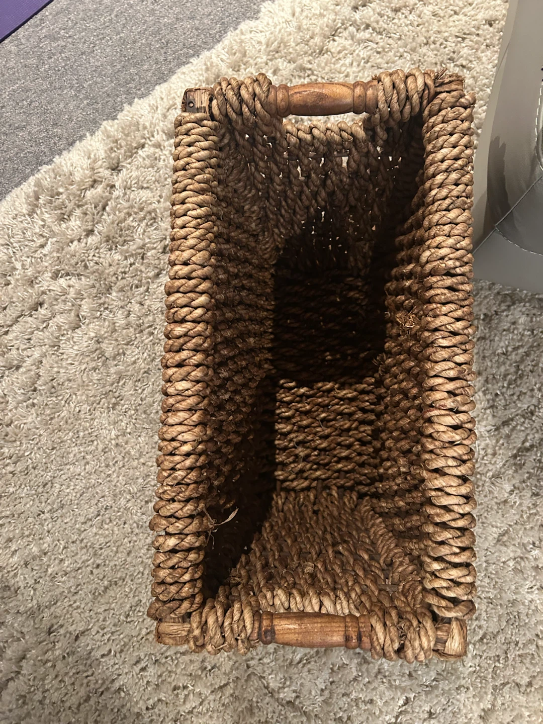 Woven Storage Basket with Wooden Handles