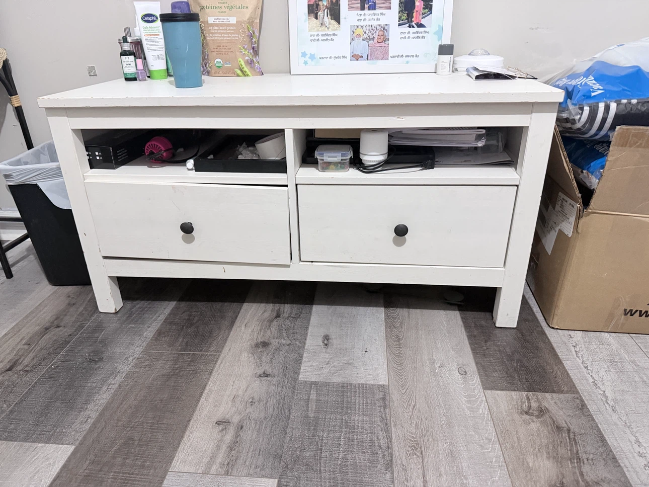 White Storage Cabinet with Two Drawers