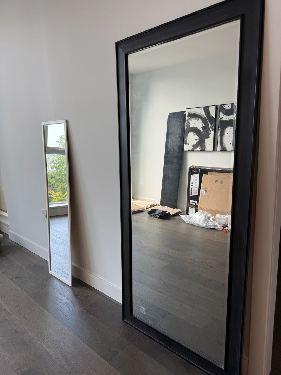 Large full length black frame mirror