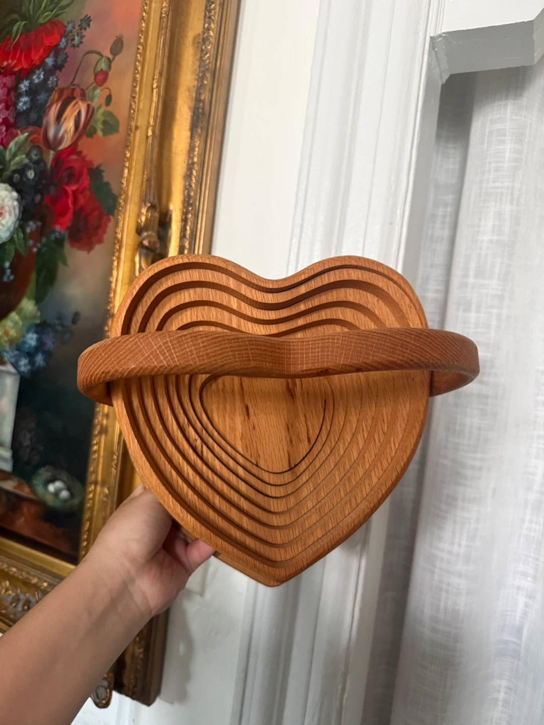 Wooden Heart Shaped Collapsible Basket - photo 4
