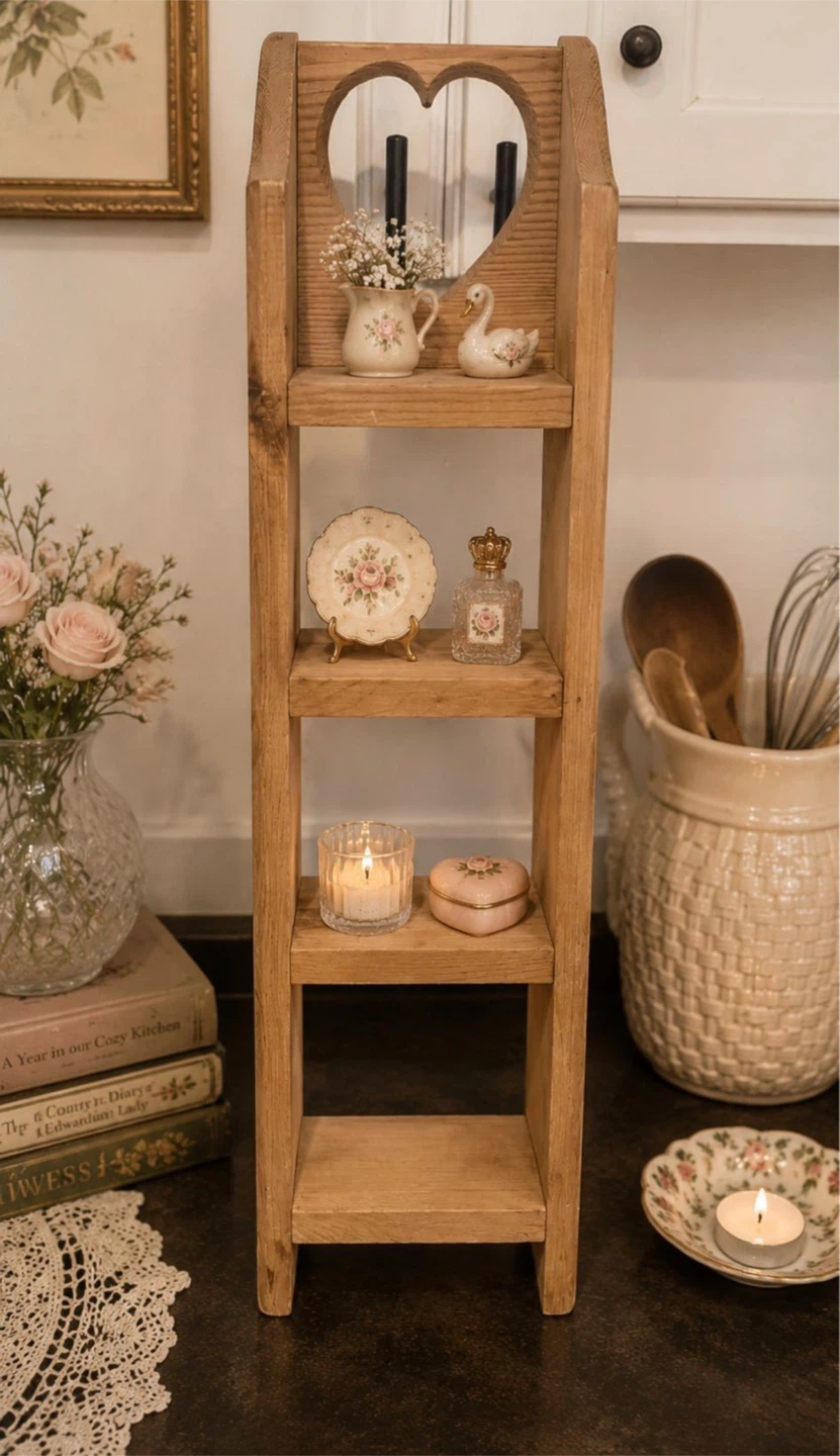Wooden Shelf with Heart Cutout