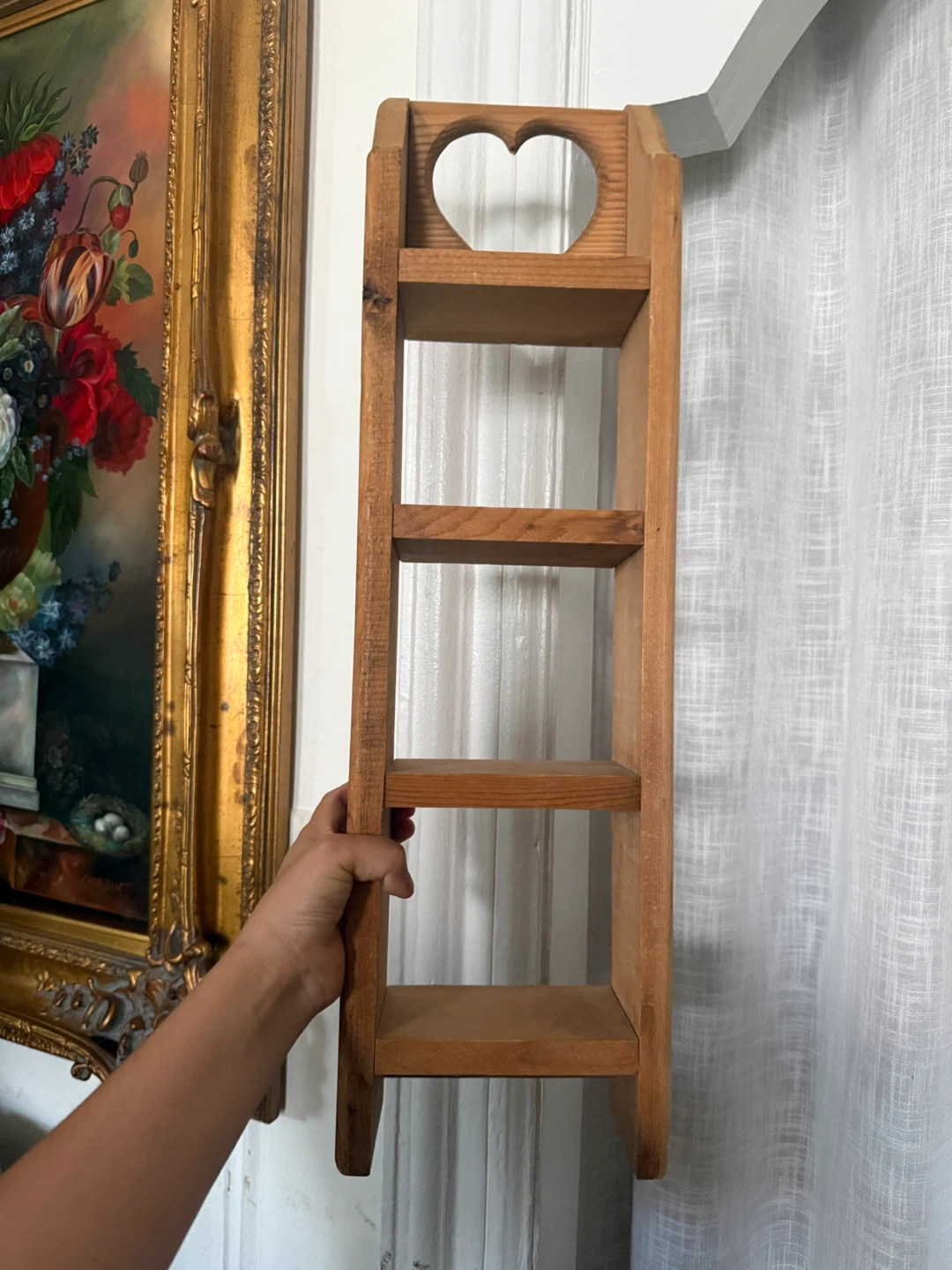 Wooden Shelf with Heart Cutout - photo 2
