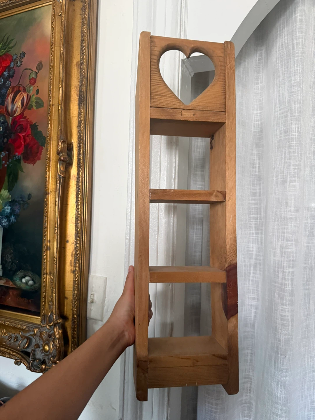 Wooden Shelf with Heart Cutout - photo 4