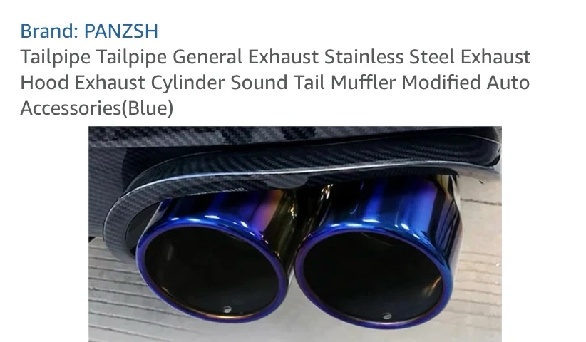 PANZSH Stainless Steel Dual Exhaust Tailpipe Muffler (Blue) - photo 2