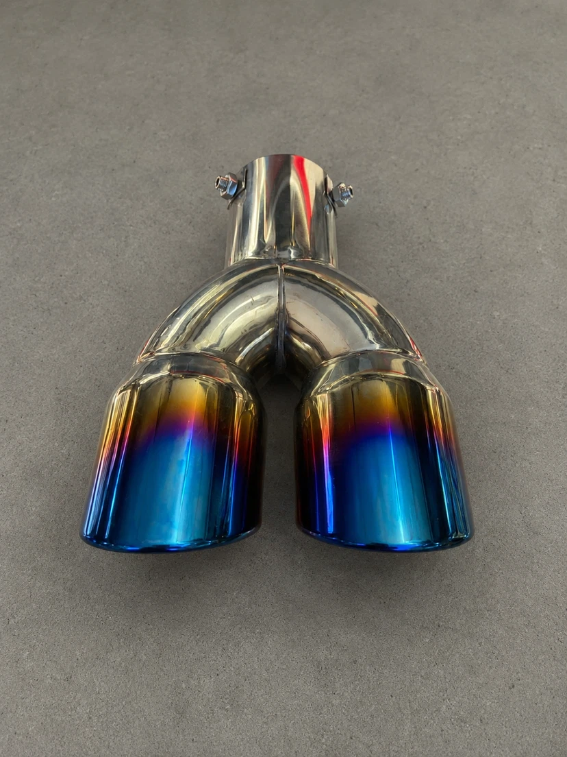PANZSH Stainless Steel Dual Exhaust Tailpipe Muffler (Blue) - photo 3
