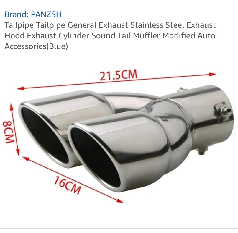 PANZSH Stainless Steel Dual Exhaust Tailpipe Muffler (Blue) - photo 4