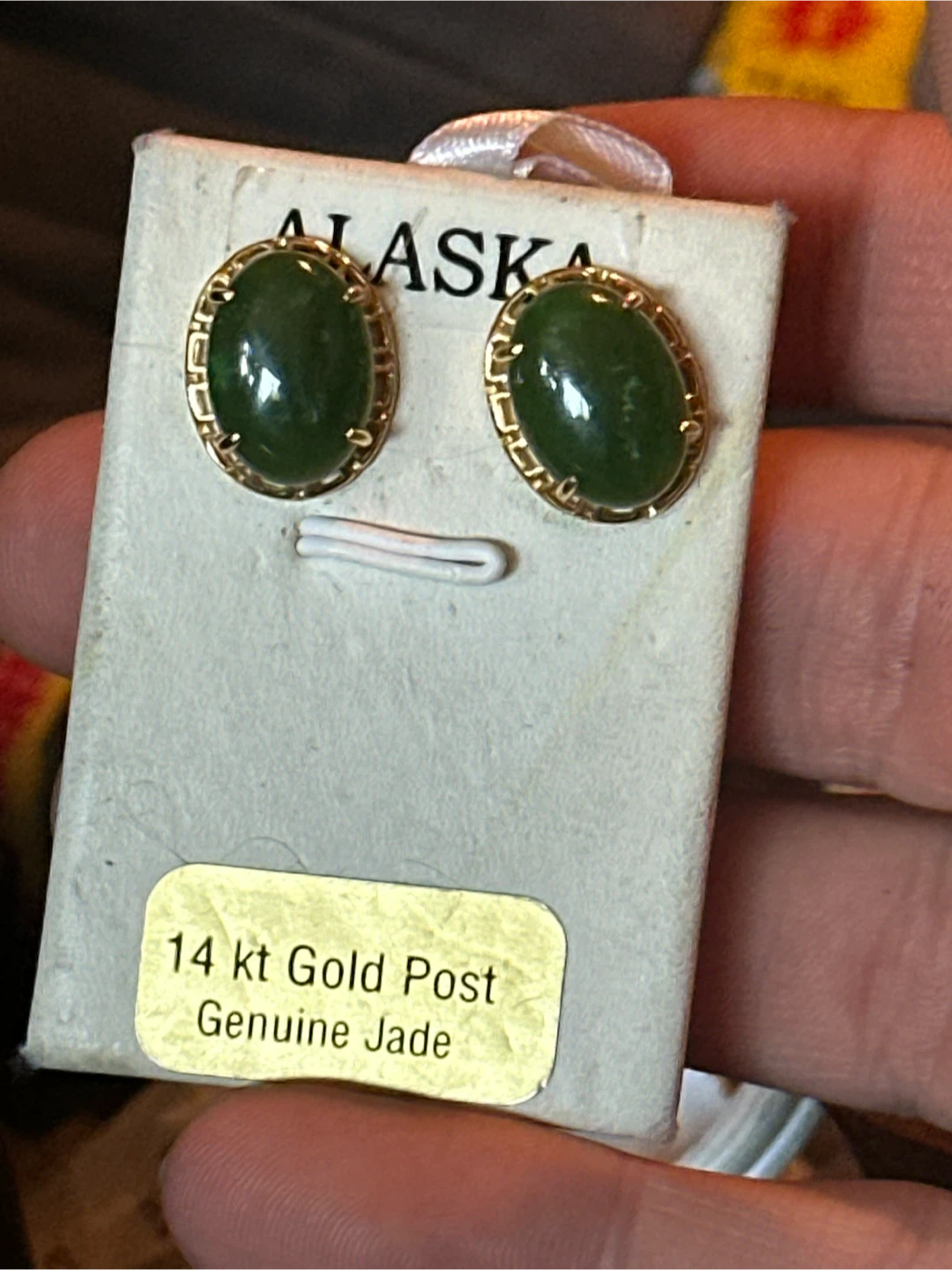 Vintage Oval Jade Earrings with 14k Gold posts