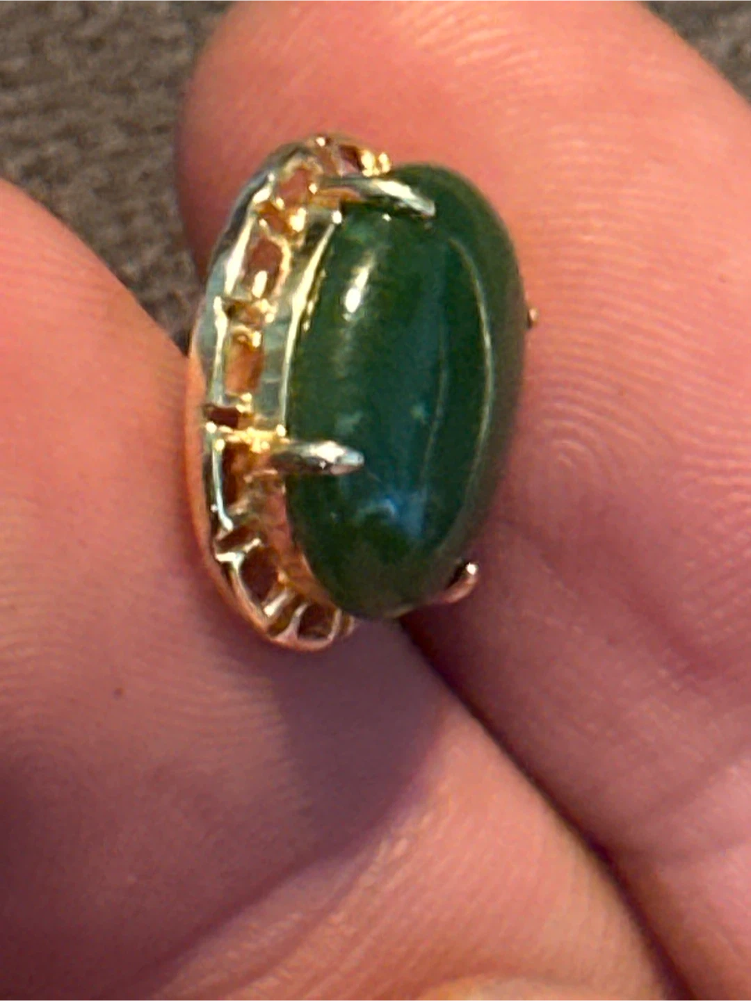 Vintage Oval Jade Earrings with 14k Gold posts - photo 5
