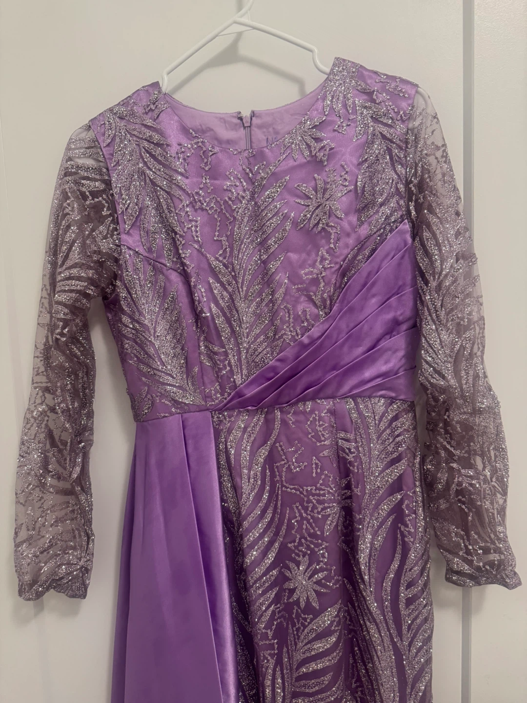 Sparkly Purple Long Sleeve Gown