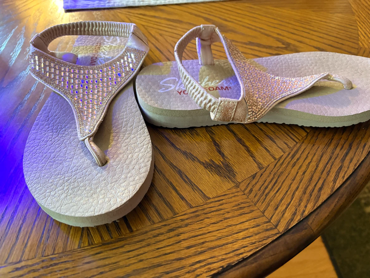 Skechers Yoga Foam Sparkly Flip Flops