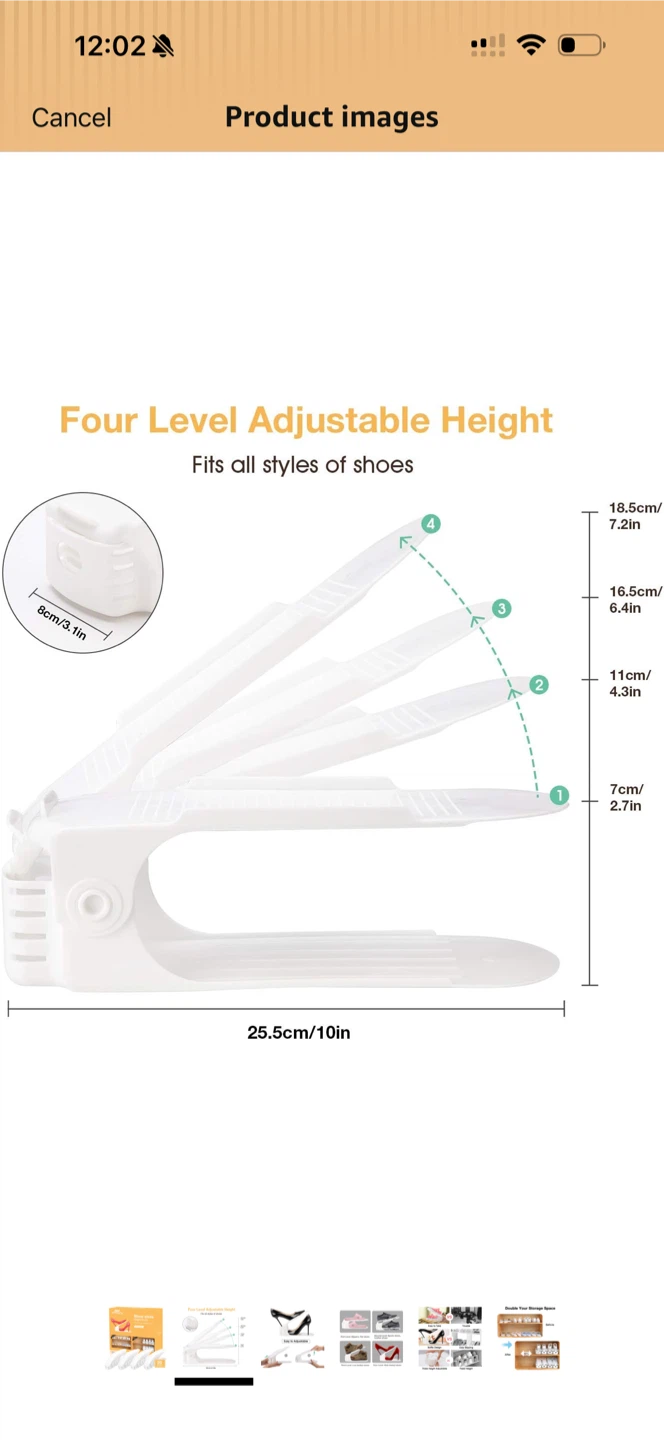 Neprock 20 Pack Shoe Slots Organizer White