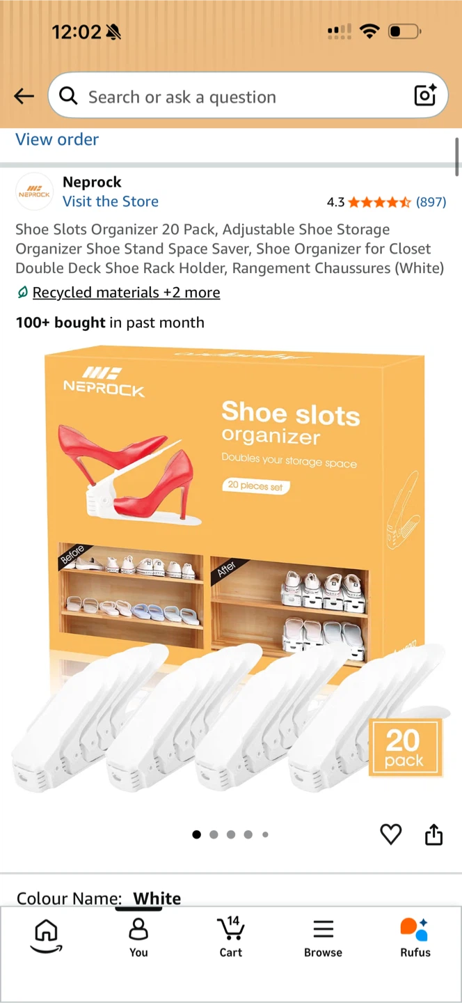 Neprock 20 Pack Shoe Slots Organizer White - photo 2