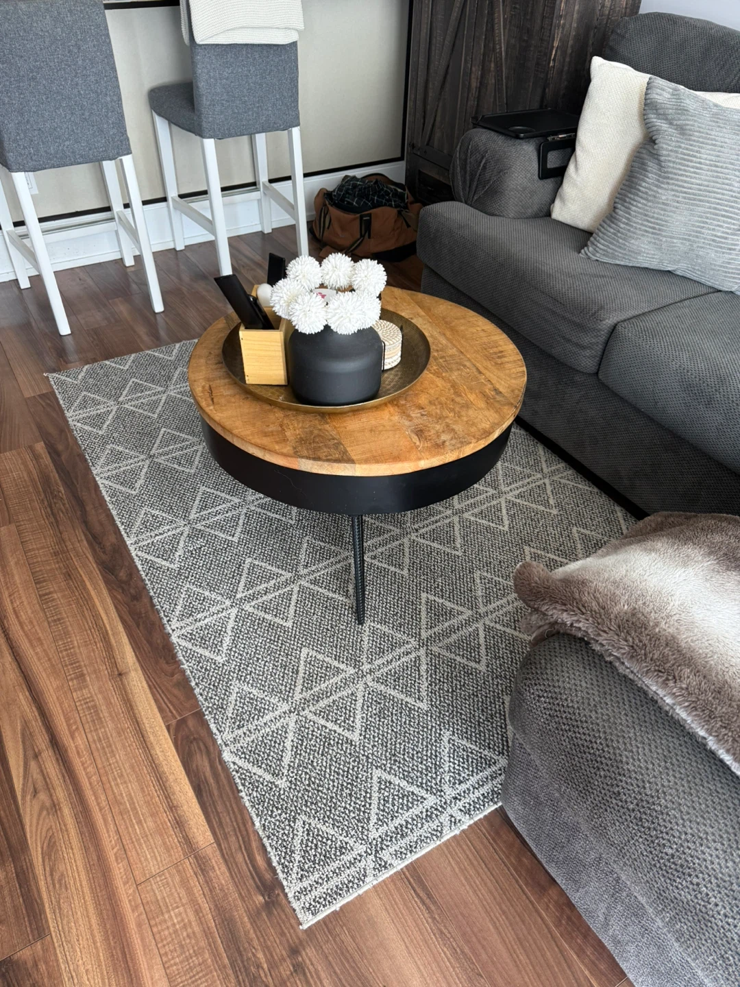 Rustic Solid Wood & Wrought Iron Coffee Table