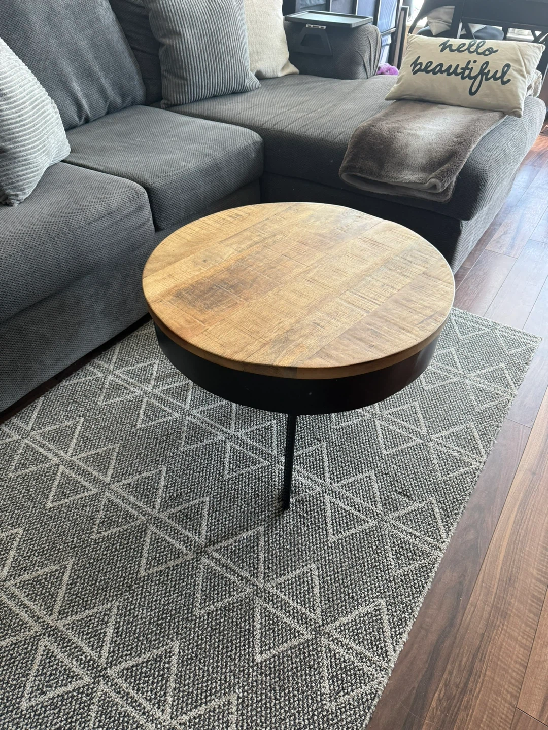 Rustic Solid Wood & Wrought Iron Coffee Table - photo 2