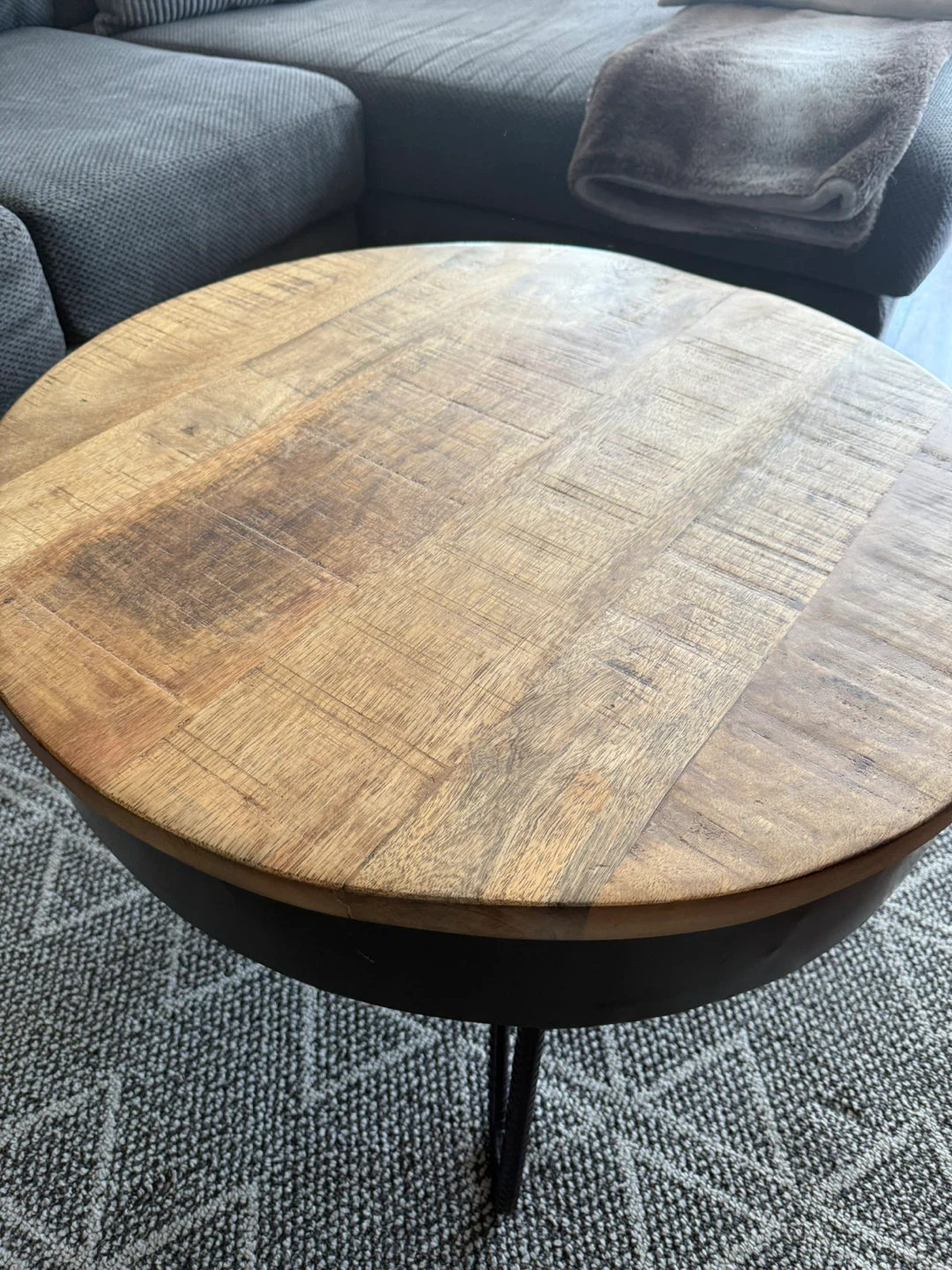 Rustic Solid Wood & Wrought Iron Coffee Table - photo 3