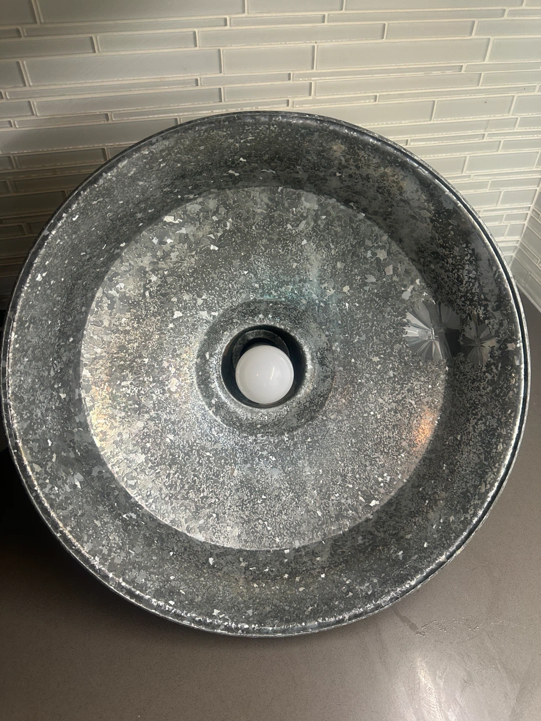 VINTAGE INDUSTRIAL GALVANIZED STEEL CEILING LIGHT FIXTURE LAMP - photo 5