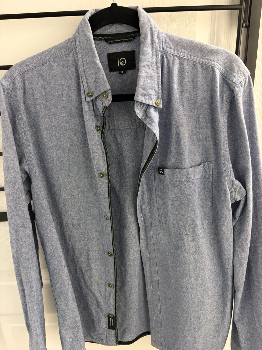 IO Crafted Blue Button-Up Shirt - Size S
