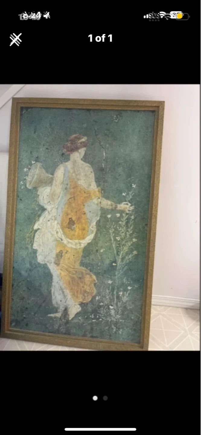 Framed Vintage Print of Woman in Garden