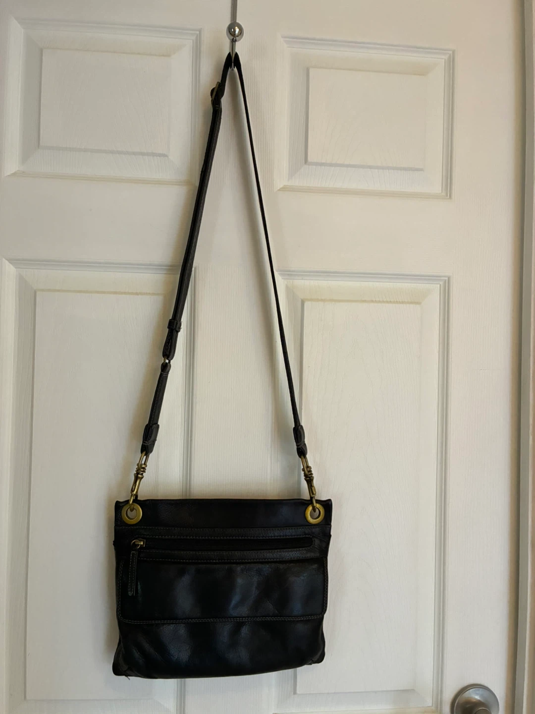Derek Alexander Black Leather Crossbody bag- unisex