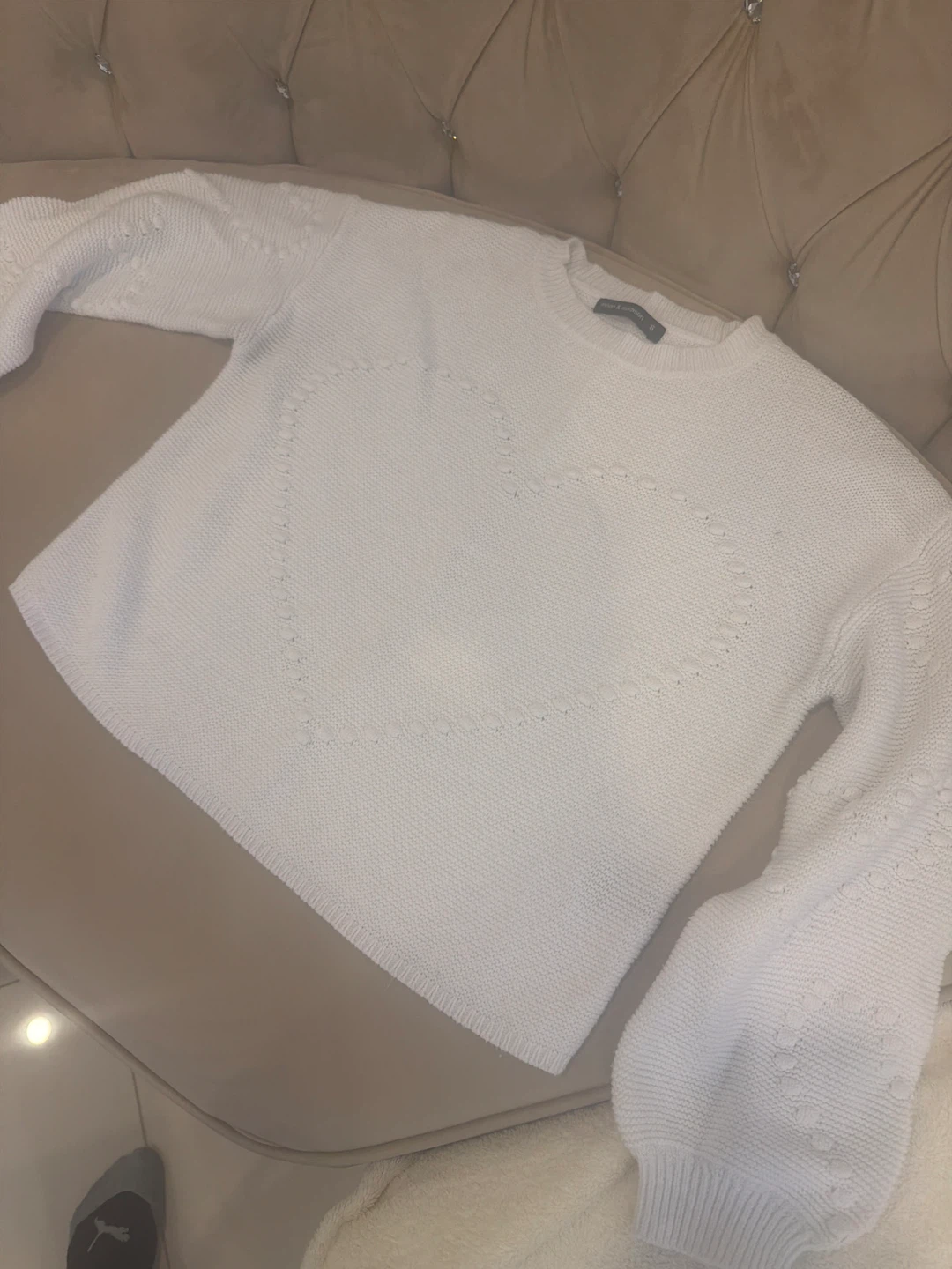 White Heart Knit Sweater
