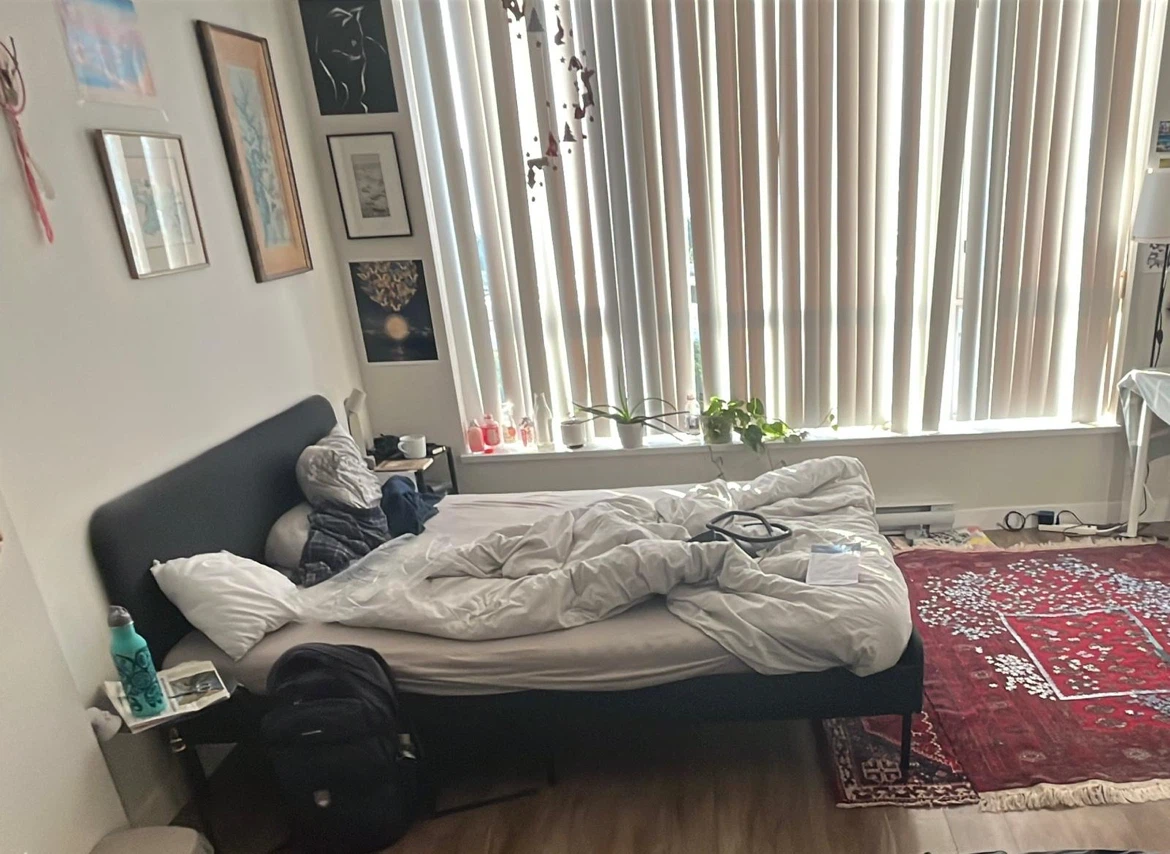 IKEA slattum upholst bed dark gray
