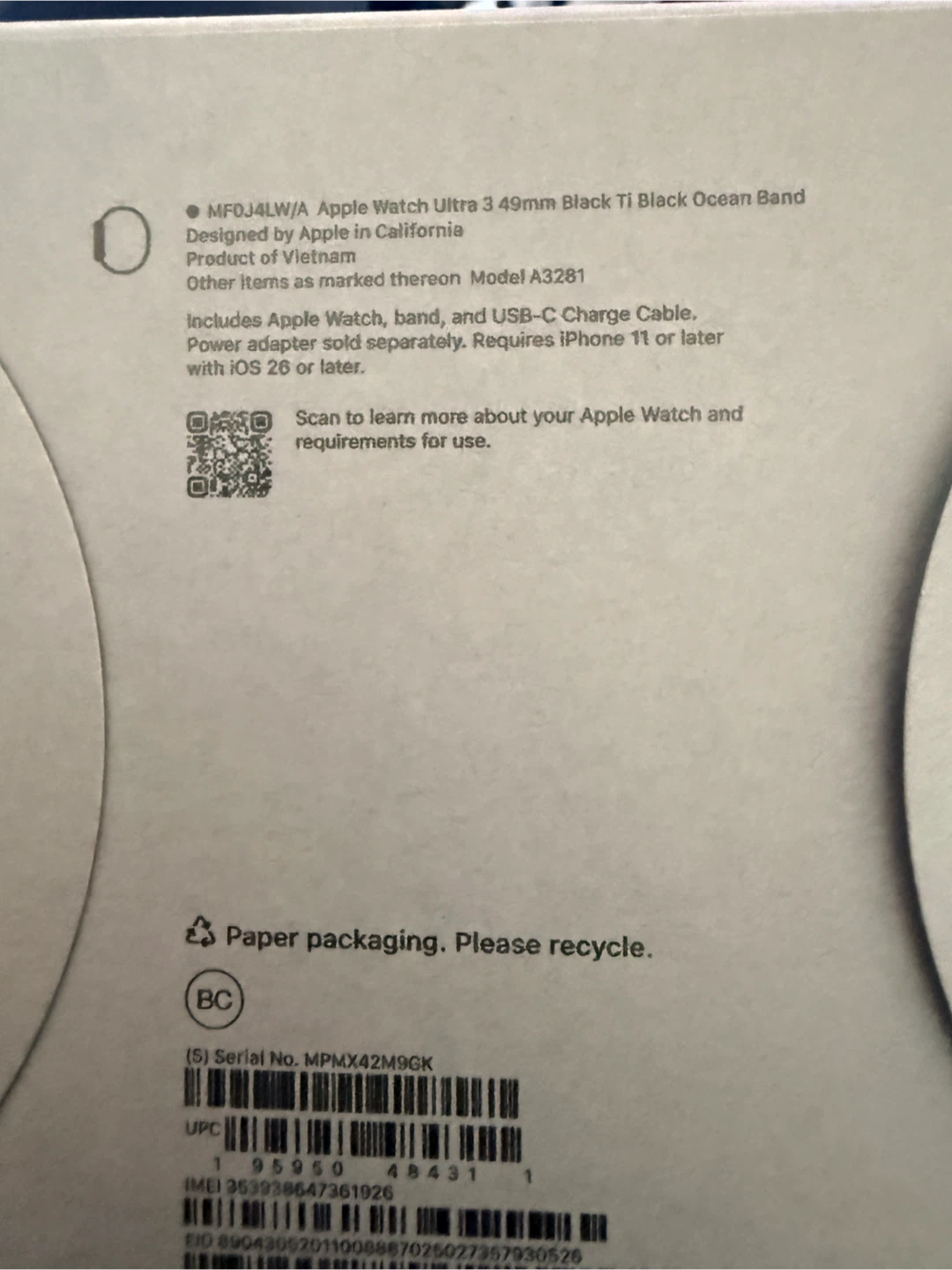 Apple Watch Ultra 3 49mm Black Ocean Band - photo 2