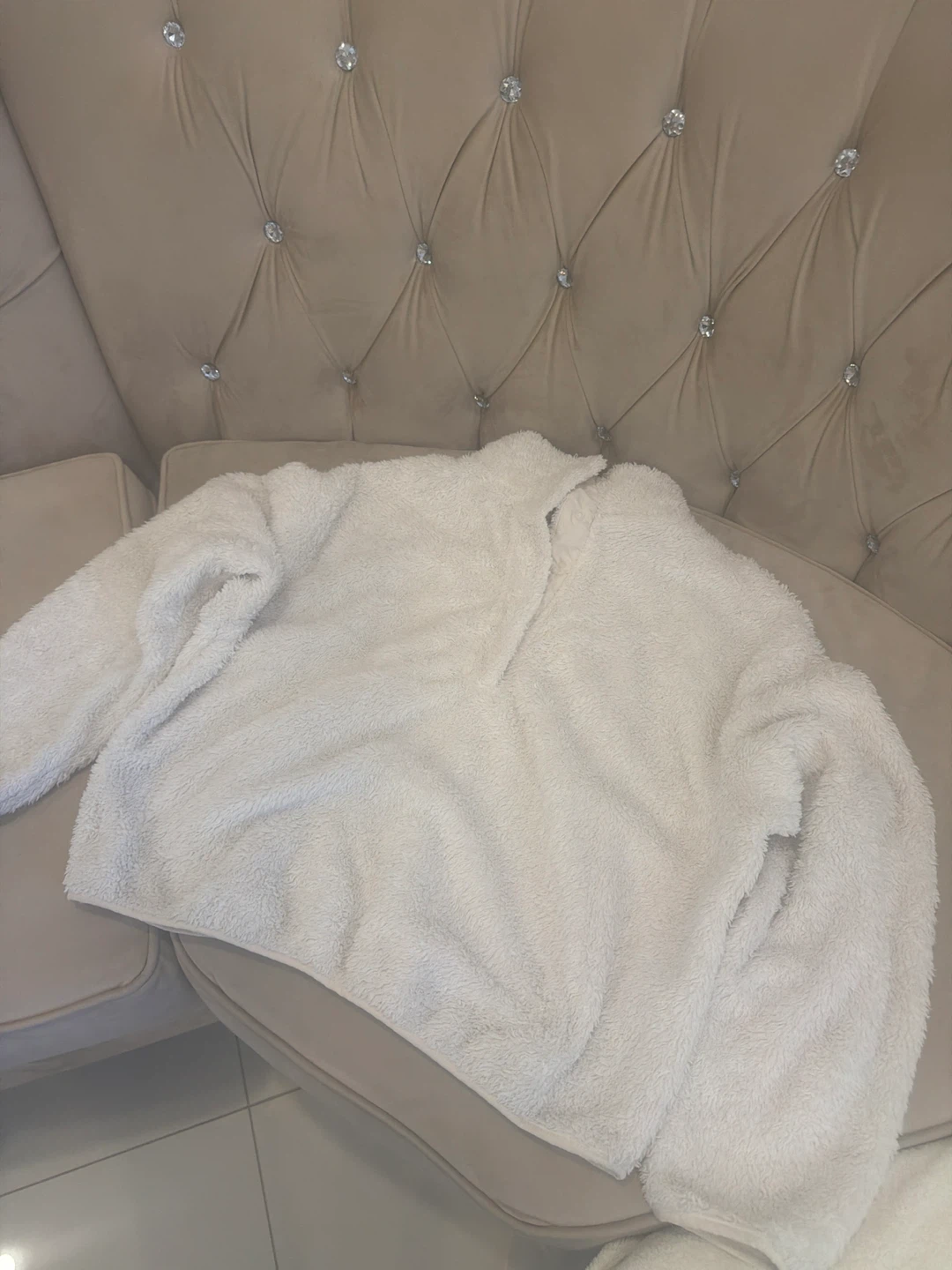 White Fuzzy Pullover Sweatshirt